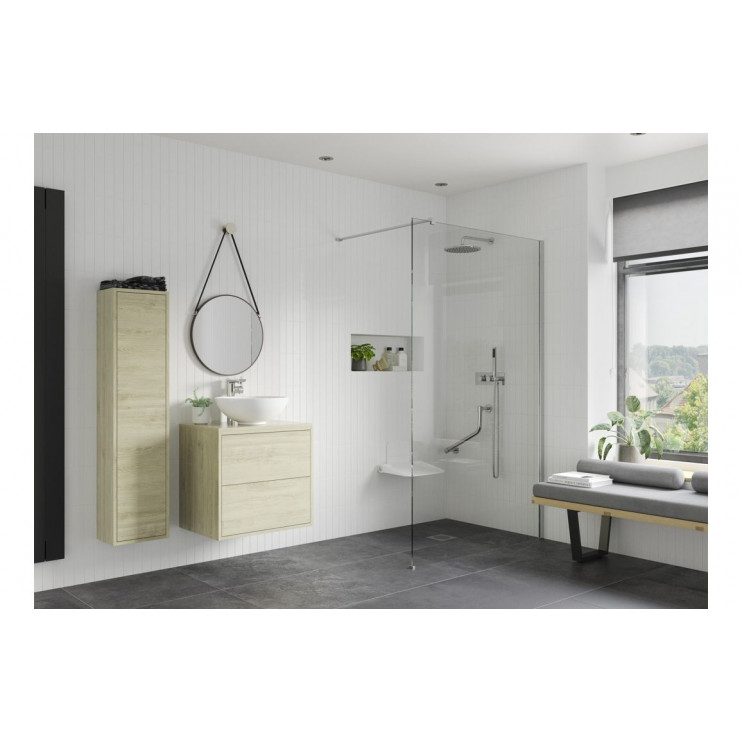 Iconix 800mm Wetroom Panel & Floor-to-Ceiling Pole - Chrome