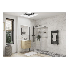 Iconix Optional 1950x300x8mm Rotatable Wetroom Panel (Full Hinge) - Matt Black