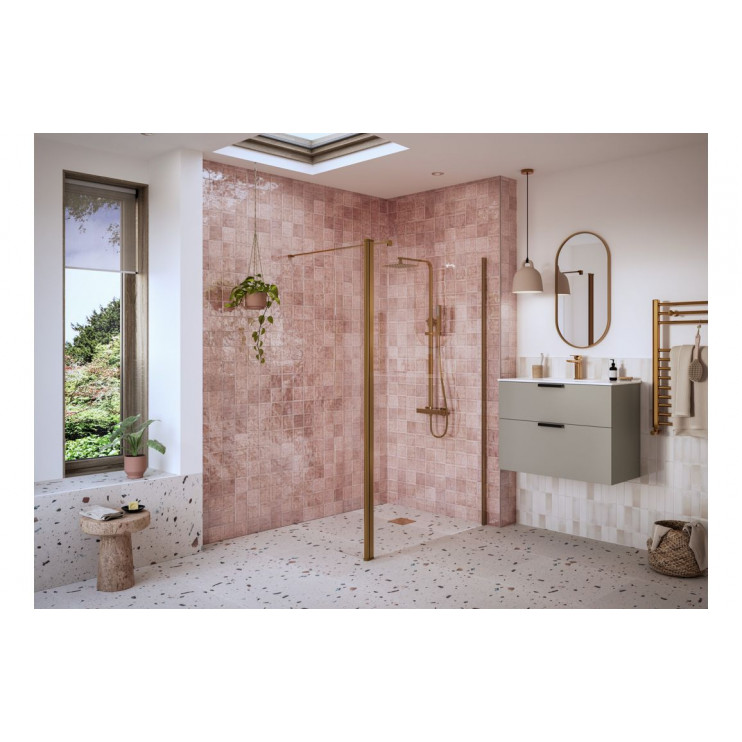 Iconix Optional 1950x300x8mm Rotatable Wetroom Panel (Full Hinge) - Brushed Bronze