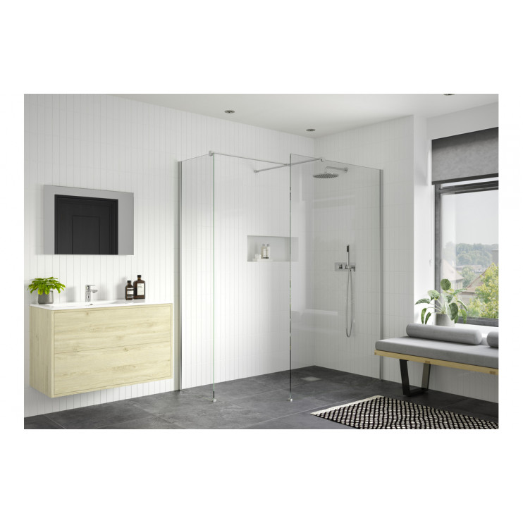 Iconix 900mm Wetroom Side Panel & Arm - Chrome