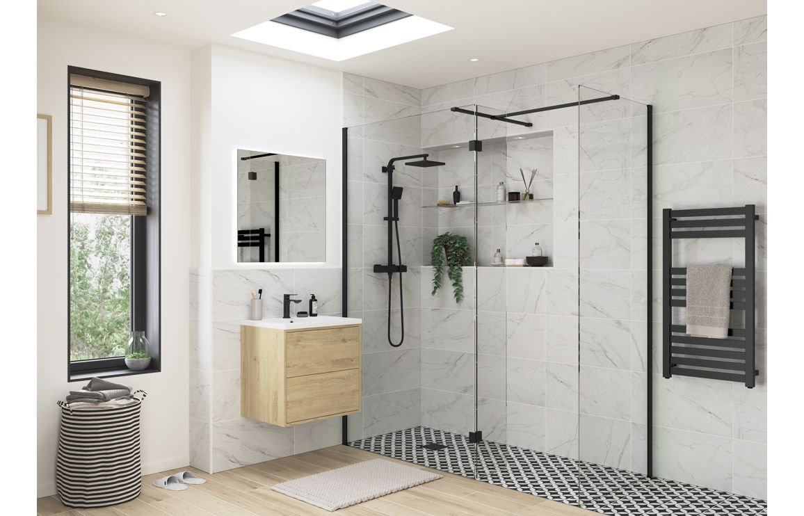 Iconix 800mm Wetroom Side Panel & Arm - Black