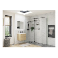 Iconix 800mm 8mm Glass Wetroom Side Panel & Arm - Black