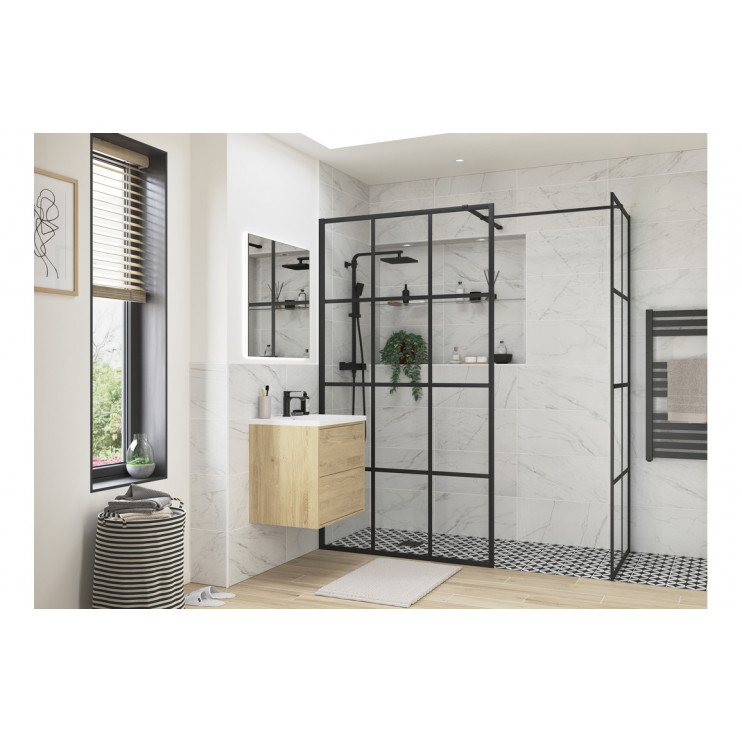 Iconix 760mm 8mm Glass Framed Wetroom Side Panel - Black
