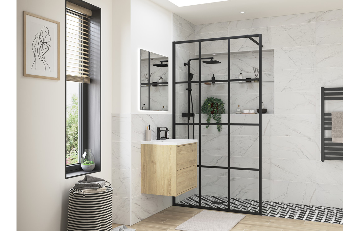 Iconix 1000mm Framed Wetroom Panel - Black