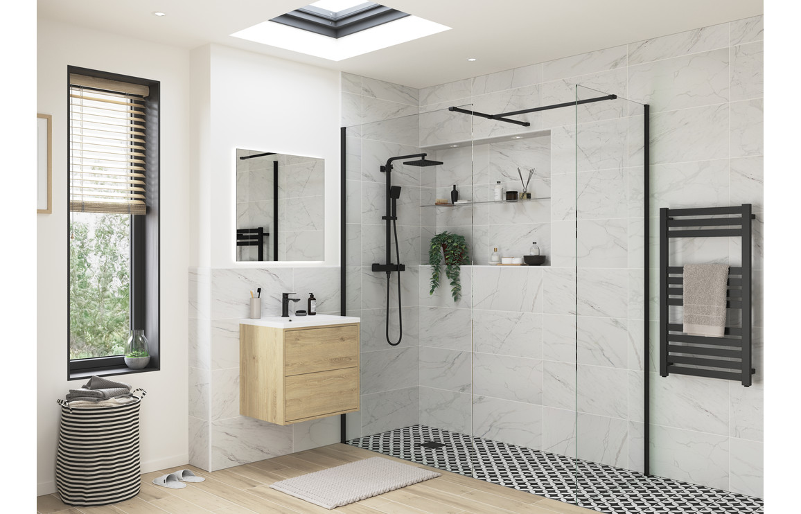 Iconix 700mm Wetroom Side Panel & Arm - Black