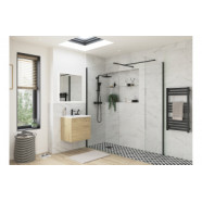 Iconix 500mm 8mm Glass Wetroom Side Panel & Arm - Black