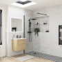 Iconix 1000mm Wetroom Panel & Support Bar - Black
