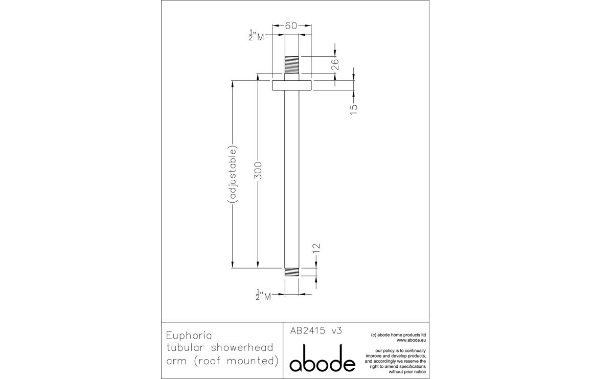 Abode Euphoria Ceiling Mounted Circular Shower Arm - Chrome