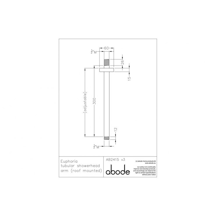 Abode Euphoria Ceiling Mounted Circular Shower Arm - Chrome