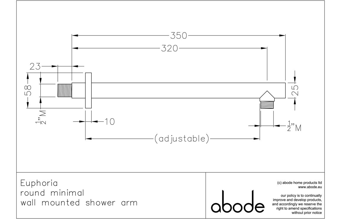 Abode Euphoria Wall Mounted Circular Shower Arm - Matt Black