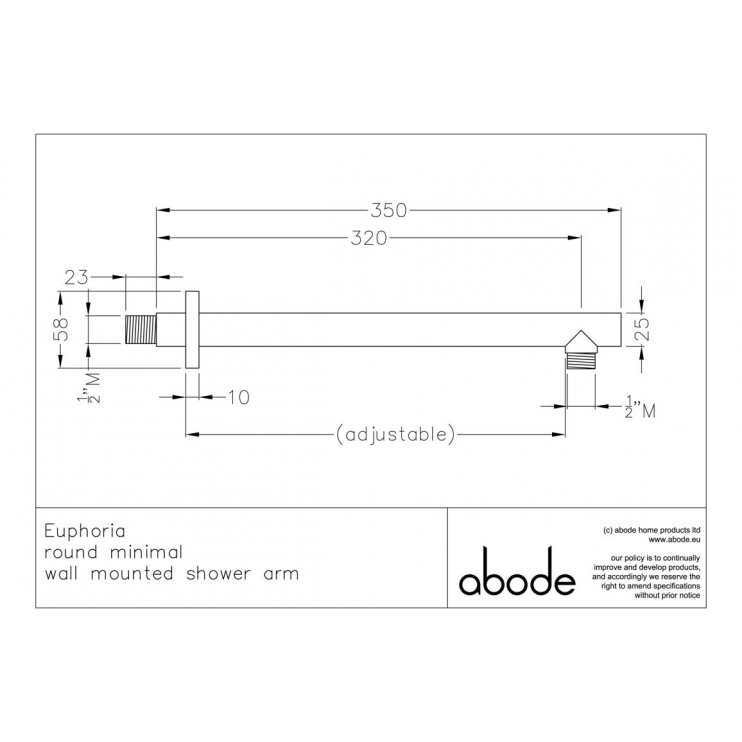 Abode Euphoria Wall Mounted Circular Shower Arm - Matt Black