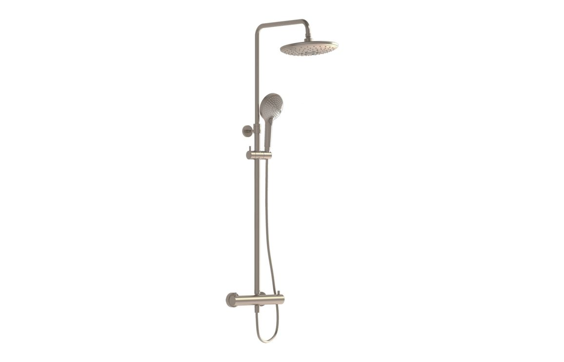 VitrA Aquaheat Bliss 240 Thermostatic Shower Column w/2-Function Overhead - Brushed Nickel VitrA Aquaheat Bliss 240 Thermostatic Shower Column w/2-Function Overhead - Brushed Nickel