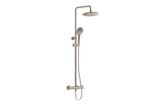 VitrA Aquaheat Bliss 240 Thermostatic Shower Column w/2-Function Overhead - Brushed Nickel