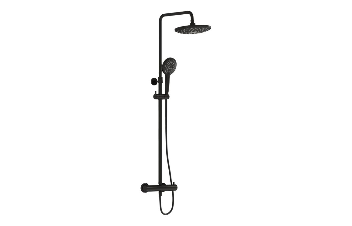 VitrA Aquaheat Bliss 240 Thermostatic Shower Column w/2-Function Overhead - Matt Black VitrA Aquaheat Bliss 240 Thermostatic Shower Column w/2-Function Overhead - Matt Black