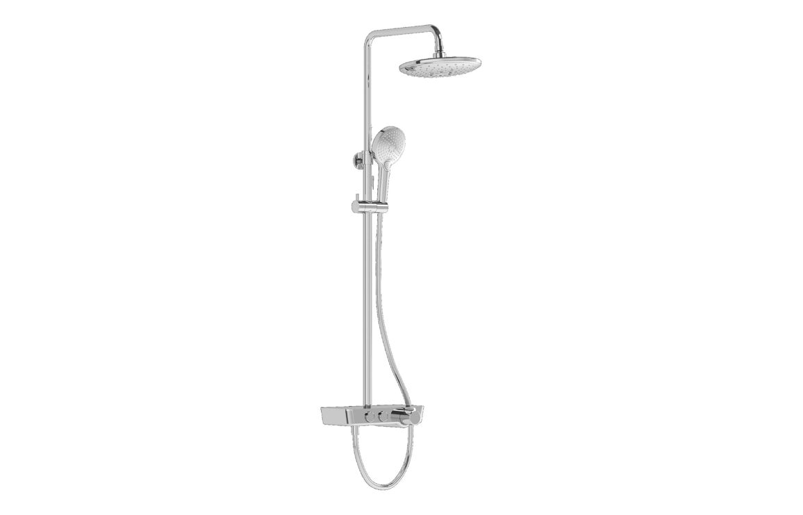 VitrA Aquaheat Charm 240 Shower Set w/2-Function Overhead & Shelf - Chrome
