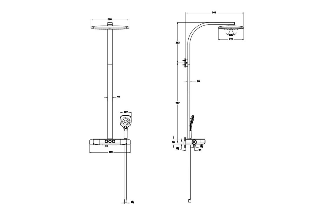 VitrA Aquaheat Charm 360 Shower Column w/Shelf - Chrome
