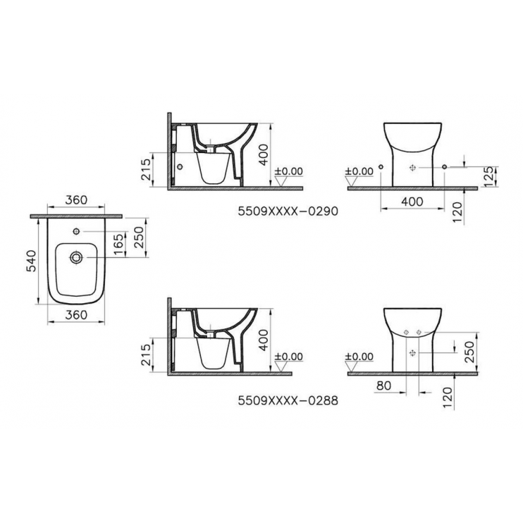 VitrA S20 Back to Wall Bidet - White