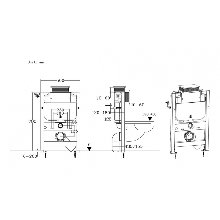 Low Height WC Frame (inc. Cistern)
