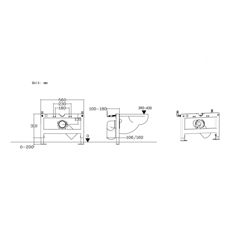 Wall Hung WC Frame (exc. Cistern)