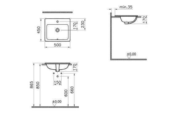 VitrA S20 500x450mm 1TH Countertop/Vessel Washbowl - White VitrA S20 500x450mm 1TH Countertop/Vessel Washbowl - White