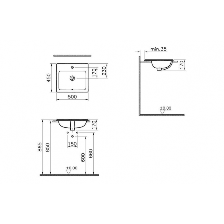 VitrA S20 500x450mm 1TH Countertop/Vessel Washbowl - White VitrA S20 500x450mm 1TH Countertop/Vessel Washbowl - White