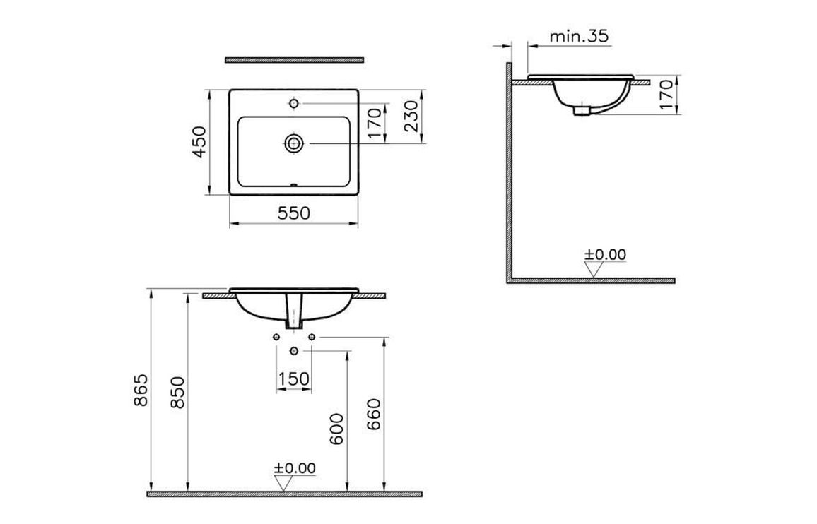 VitrA S20 550x455mm 1TH Countertop/Vessel Washbowl - White VitrA S20 550x455mm 1TH Countertop/Vessel Washbowl - White
