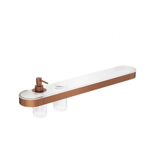 Crosswater Velo Tray Soap Dispenser & Tumbler Holder Brushed Bronze