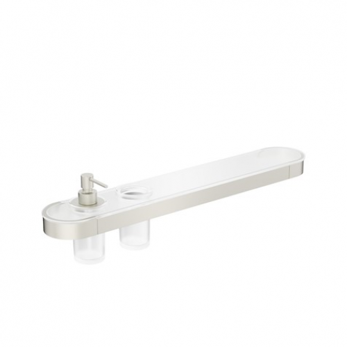 Crosswater Velo Tray Soap Dispenser & Tumbler Holder Stainless Steel Effect