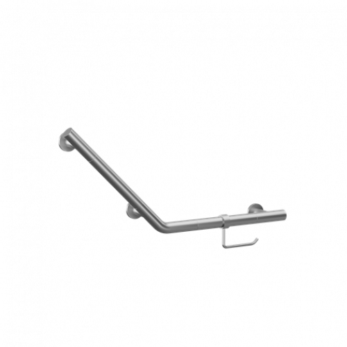 Crosswater Angled Grab Bar & WC Roll Holder 719 x 332mm Brushed Stainess Steel