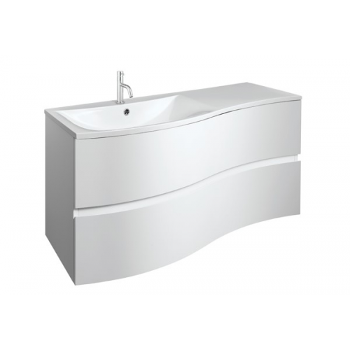 Crosswater Svelte 1000 Unit & Cast Mineral Marble Basin in Whit Gloss with Svelte 100 Cast Mineral Marble Basin