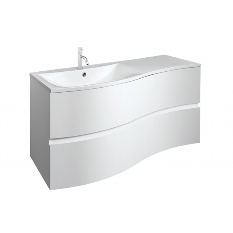 Crosswater Svelte 1000 Unit & Cast Mineral Marble Basin in Whit Gloss with Svelte 100 Cast Mineral Marble Basin