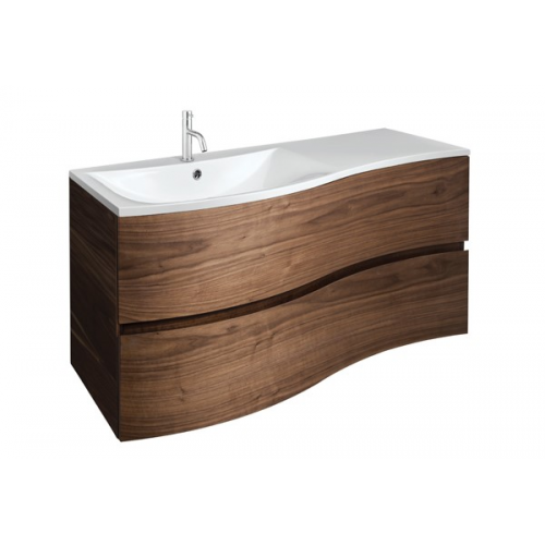 Crosswater Svelte 1000 Unit & Cast Mineral Marble Basin in American Walnut with Svelte 100 Cast Mineral Marble Basin
