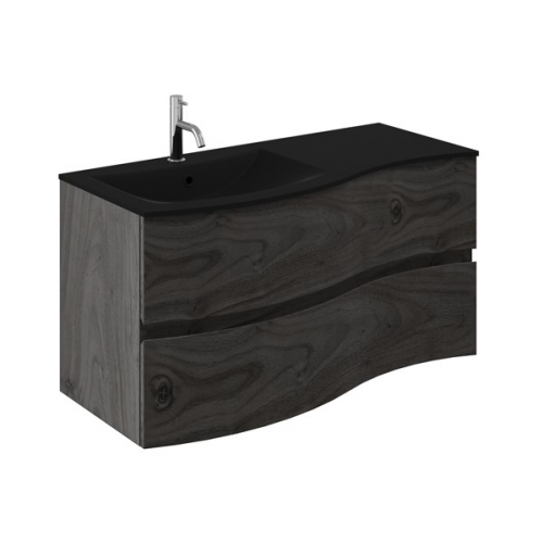 Crosswater Svelte 1000 Unit & Midnight Black Glass Basin in Grey Ash Veneer