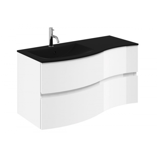 Crosswater Svelte 1000 Unit & Midnight Black Glass Basin in White Gloss