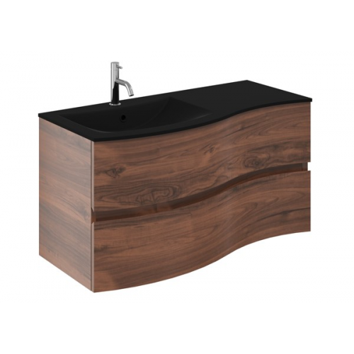 Crosswater Svelte 1000 Unit & Midnight Black Glass Basin in American Walnut