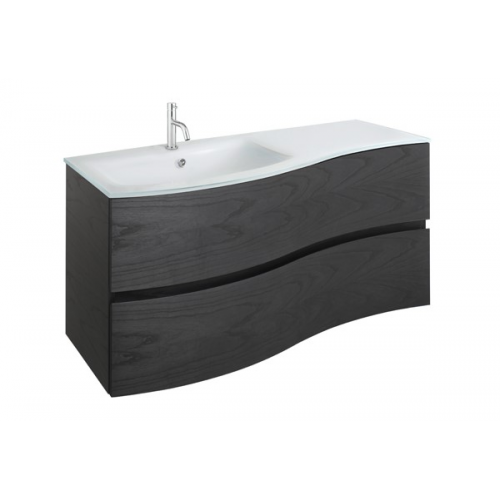 Crosswater Svelte 1000 Unit & Ice White Glass Basin in Grey Ash Veneer