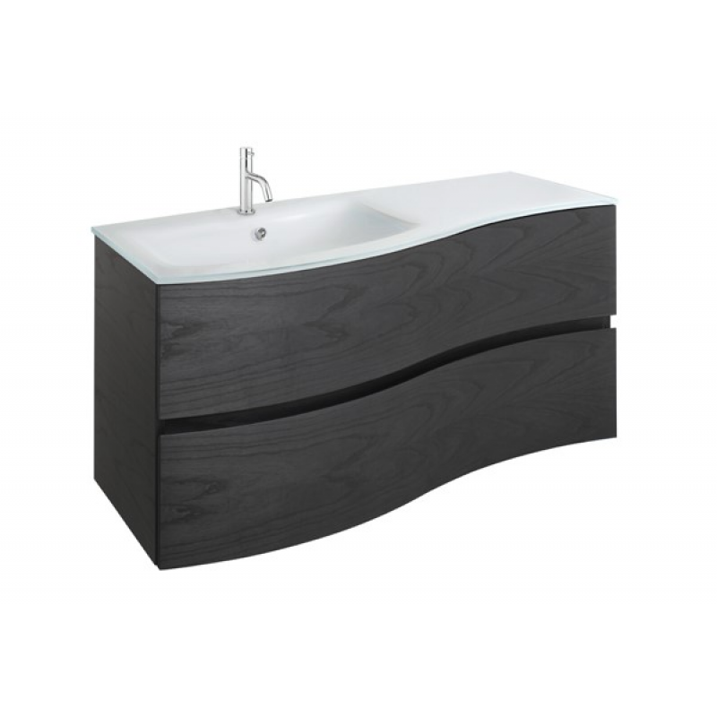 Crosswater Svelte 1000 Unit & Ice White Glass Basin in Grey Ash Veneer