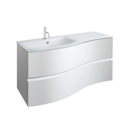 Crosswater Svelte 1000 Unit & Ice White Glass Basin in White Gloss