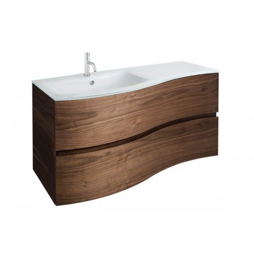 Crosswater Svelte 1000 Unit & Ice White Glass Basin in American Walnut