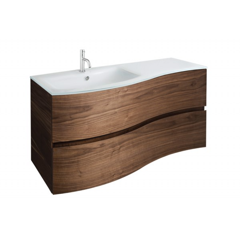 Crosswater Svelte 1000 Unit & Ice White Glass Basin in American Walnut