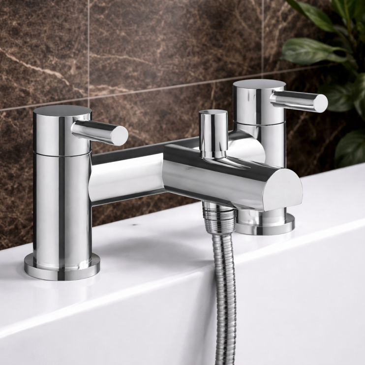 Liscia Bath/Shower Mixer & Bracket - Chrome Bathroom Taps