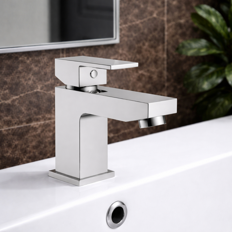 Ponza Cloakroom Basin Mixer & Waste - Chrome Bathroom Taps