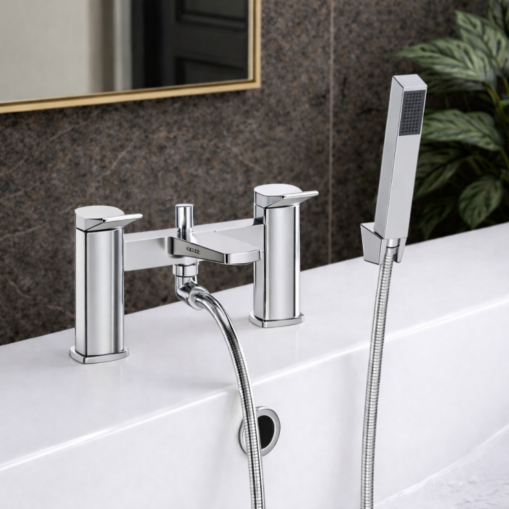 Nancy Bath/Shower Mixer & Bracket - Chrome Bathroom Taps