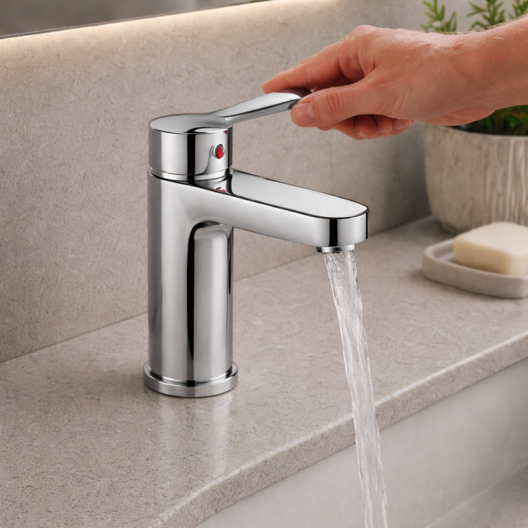 Abano Basin Mixer & Waste - Chrome Bathroom Tap