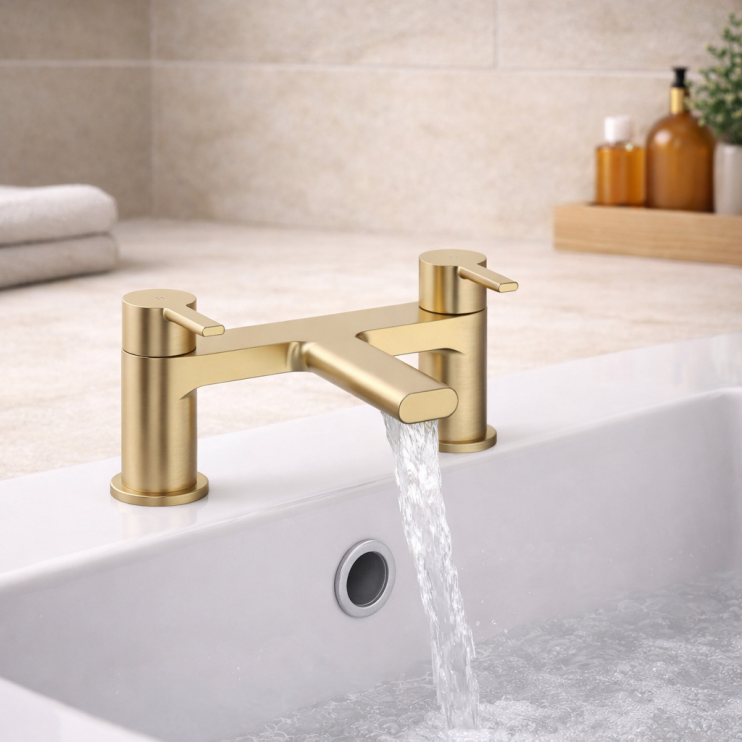Evola Bath Filler - Brushed Brass Bathroom Taps