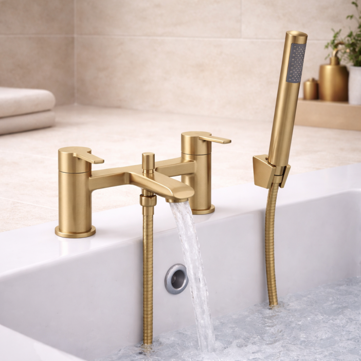 Evola Bath/Shower Mixer - Brushed Brass Bathroom Taps