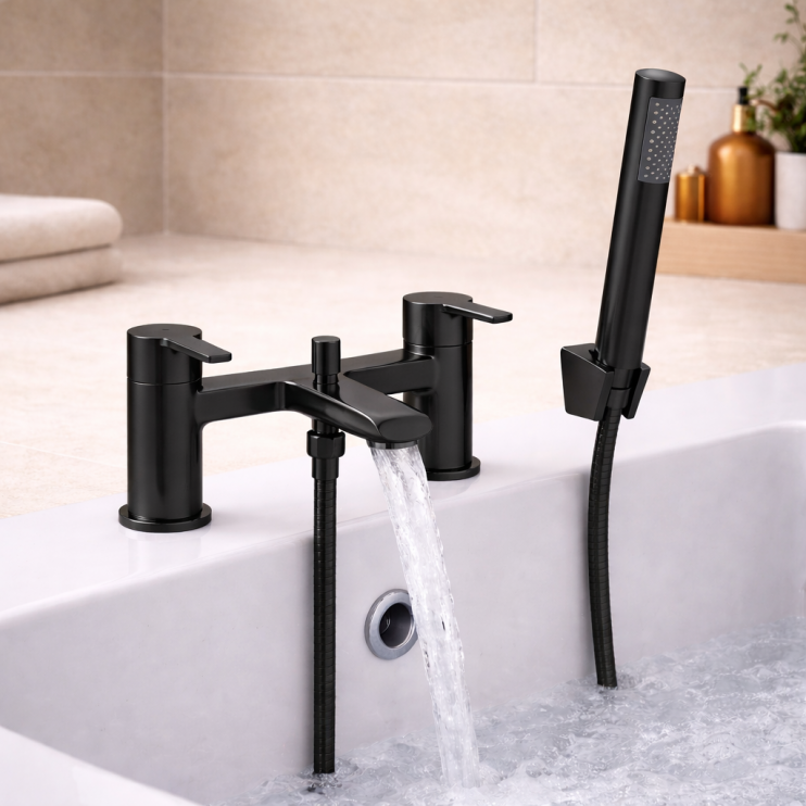 Evola Bath/Shower Mixer - Matt Black Bathroom Taps