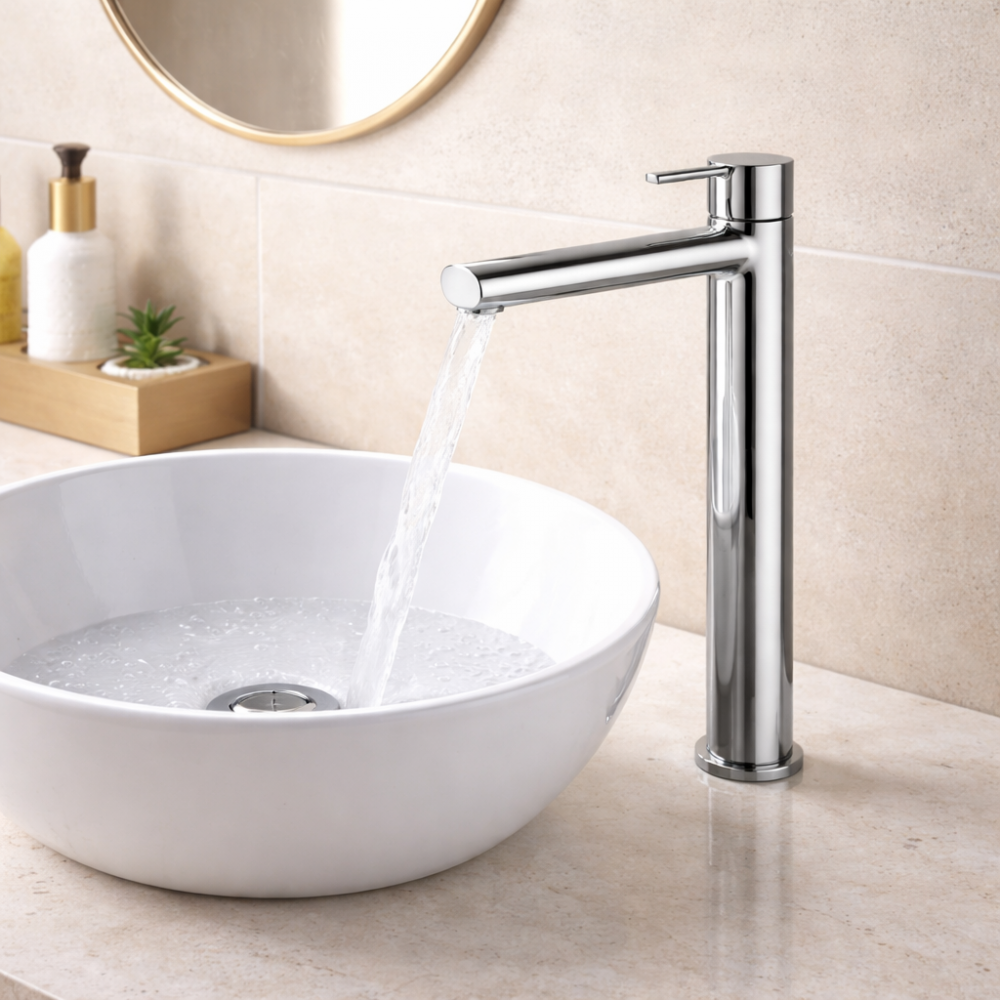 Evola Tall Basin Mixer - Chrome Bathroom Taps