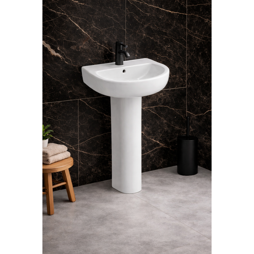 Tuscany 450x400mm 1TH Basin & Full Pedestal