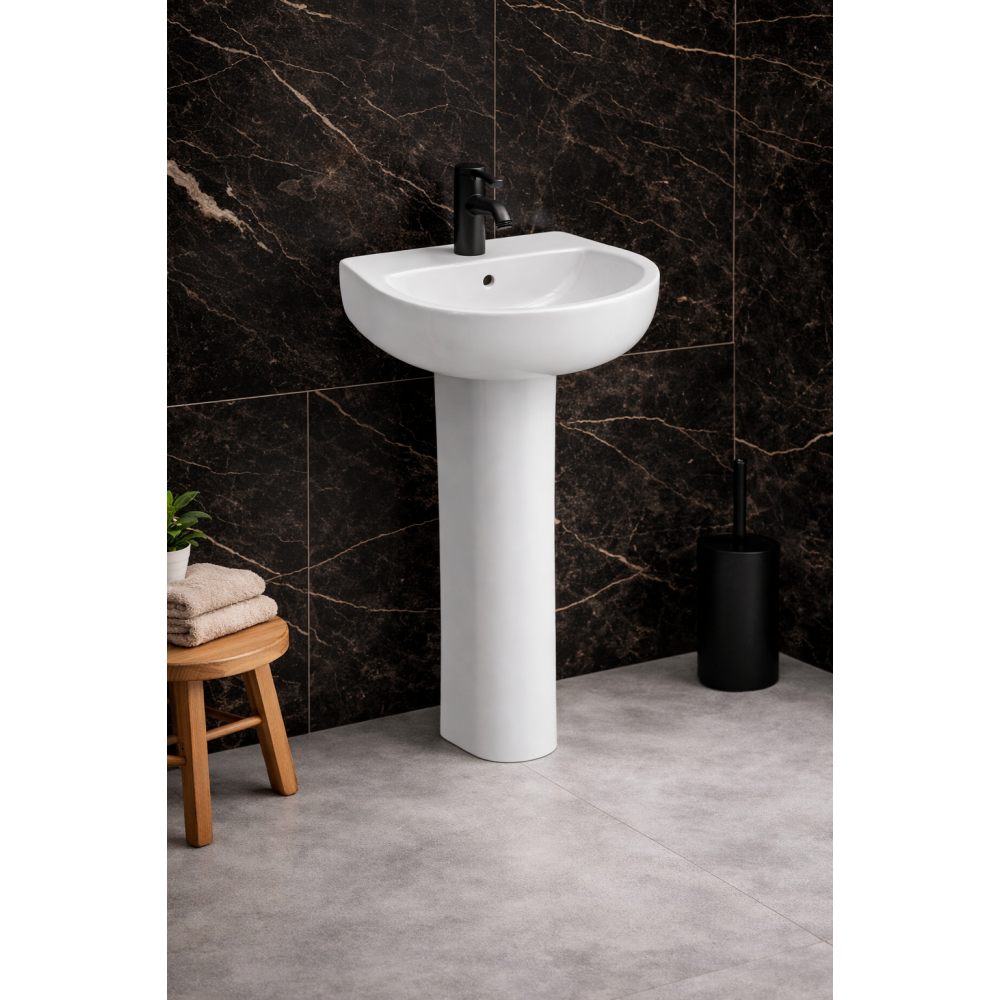 Basin & Full Pedestal DIPBP1164 Tuscany 550x400mm 1TH Basin & Full Pedestal